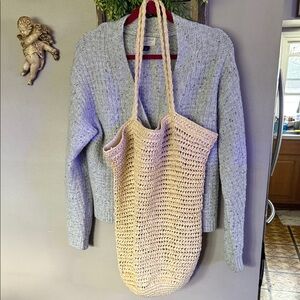 Market Crochet Tote Bag in Natural Beige